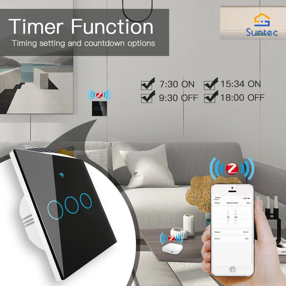 Tuya Smart WiFi/Zigbee Glass Panel Smart Touch Switch for Smart Home