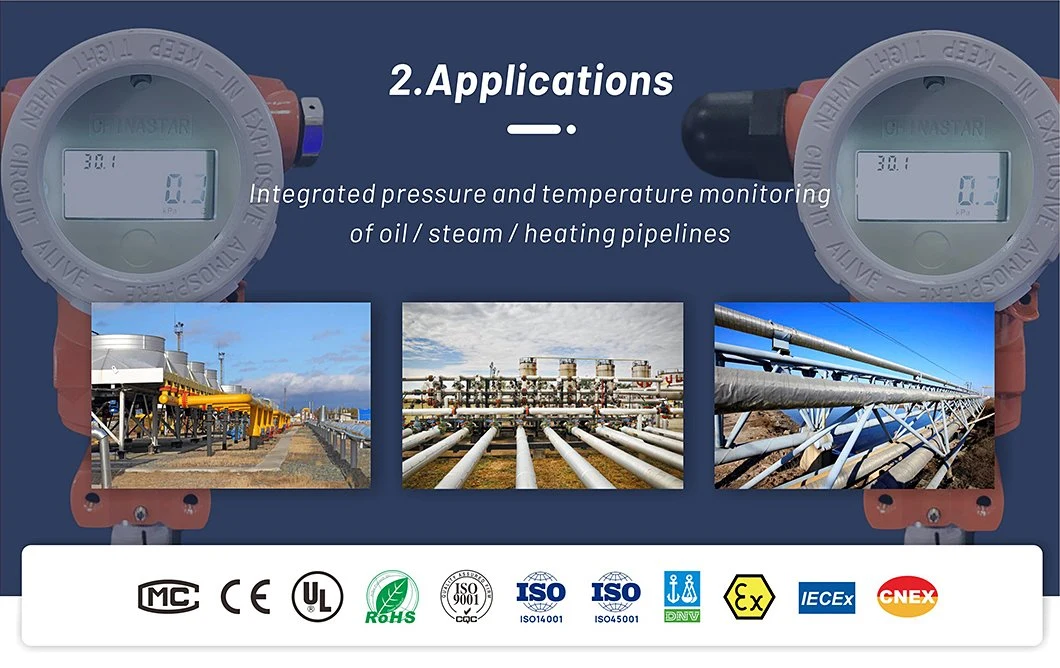 Nb Iot Wireless Integrated Pressure and Temperature Sensor for Oil Steam Water